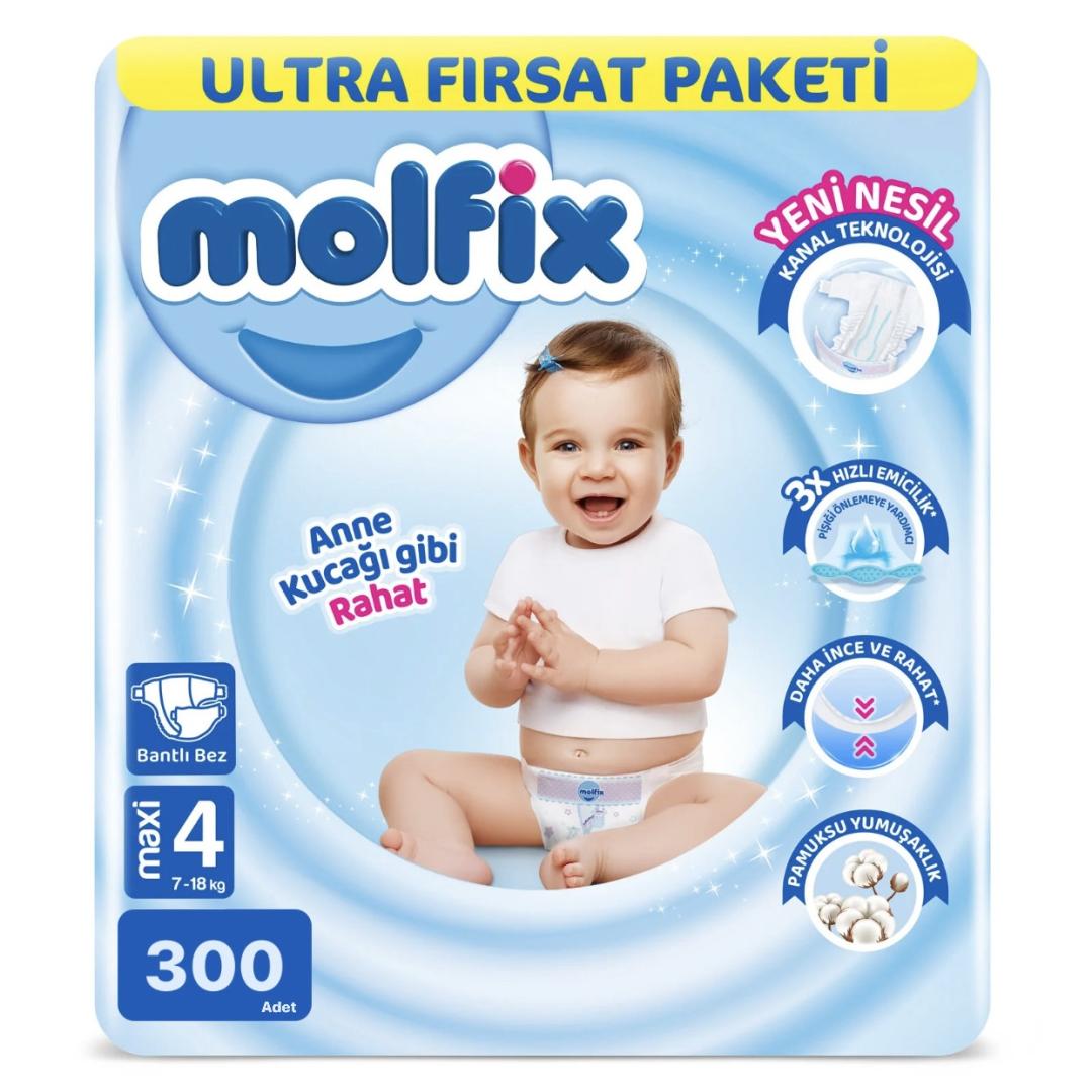 MOLFİX BEBEK BEZİ 4 BEDEN 300 ADET