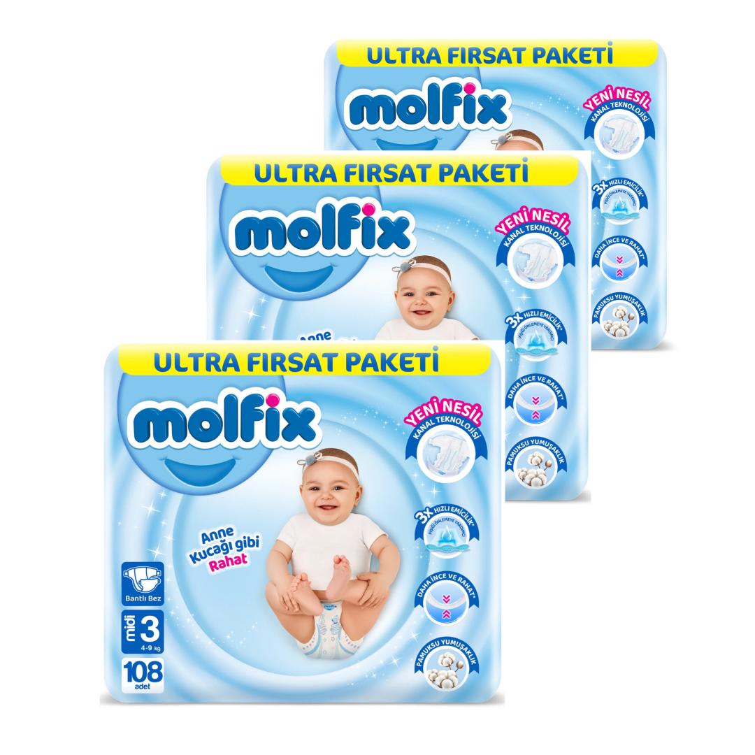 MOLFİX BEBEK BEZİ 3 BEDEN 324 ADET