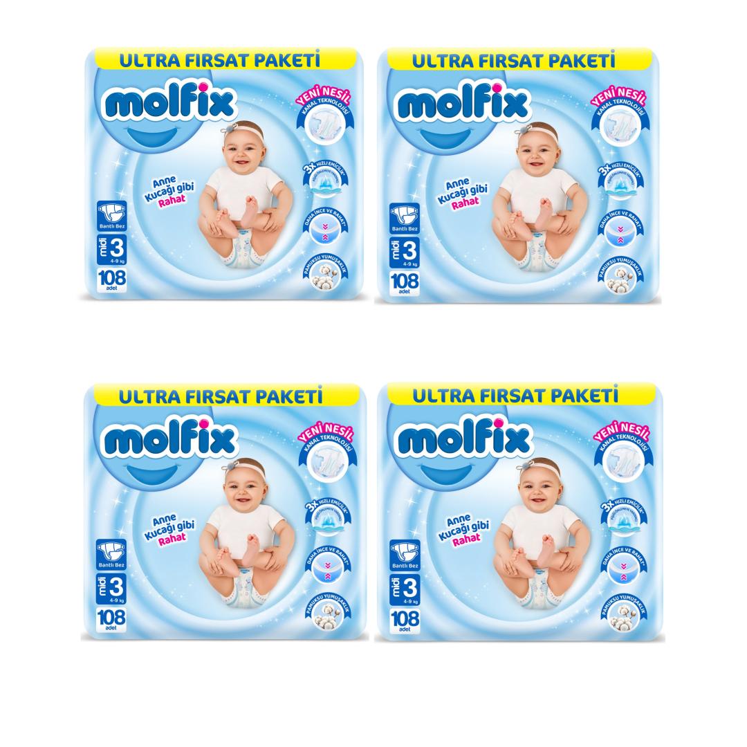 MOLFİX BEBEK BEZİ 3 BEDEN 432 ADET