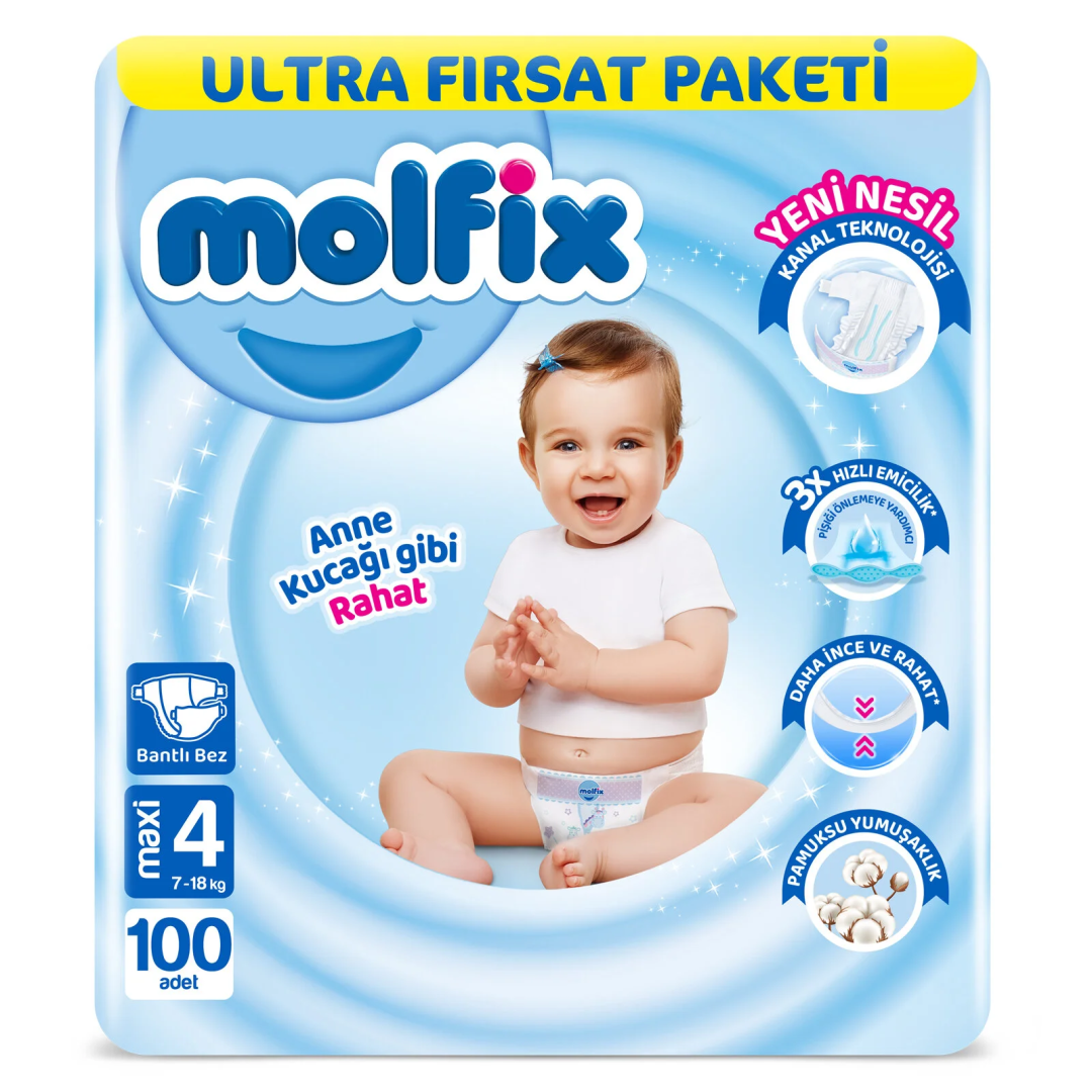 MOLFİX BEBEK BEZİ 4 BEDEN 100 LÜ